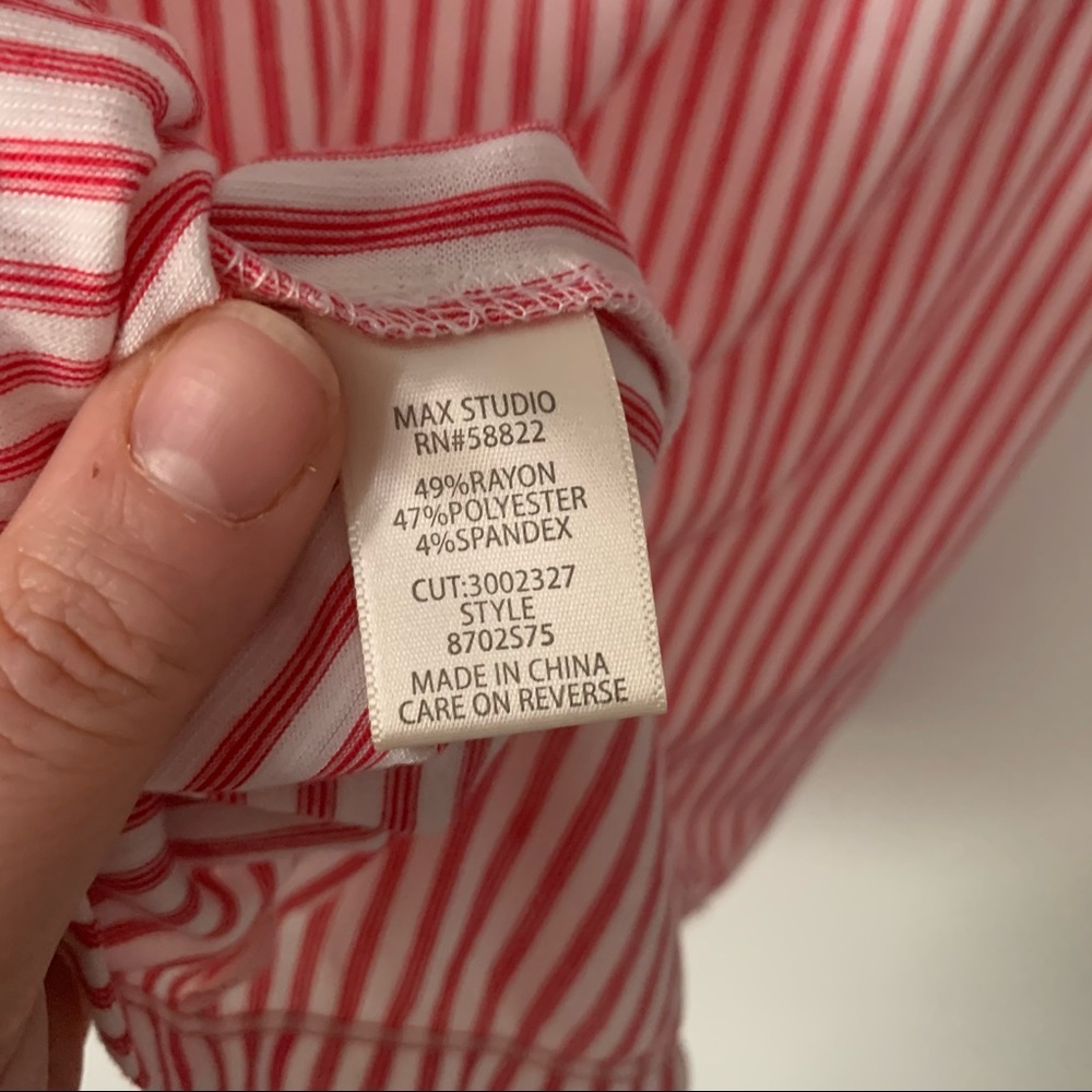 NWT Max Studio | Red & White Ruffle Sleeve Top - Picture 8 of 9